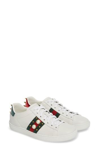 Women's Gucci 'new Ace' Low Top Sneaker .5us / 37.5eu - White