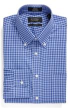 Men's Nordstrom Men's Shop Classic Fit Non-iron Gingham Dress Shirt - 32 - Blue (online Only)