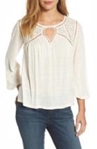 Women's Lucky Brand Mesh Lace Peasant Top - White