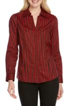 Petite Women's Foxcroft Taylor Stripe Shirt P - Burgundy
