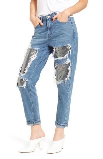 Women's Topshop Chain Mail Boyfriend Jeans X 30 - Blue