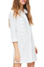 Women's Missguided Lace-up Shirtdress Us / 14 Uk - Ivory