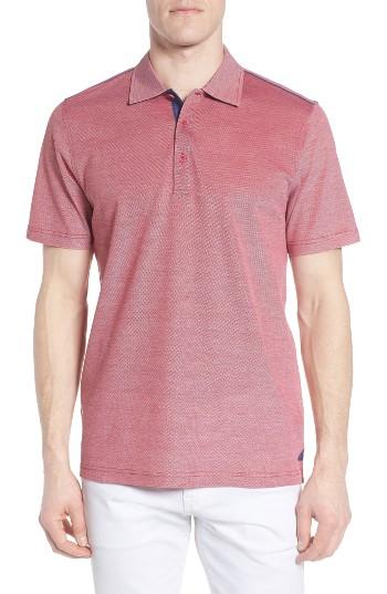 Men's Bugatchi Bird's Eye Pique Polo, Size - Red