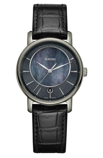 Women's Rado Diamaster Leather Strap Watch, 33mm