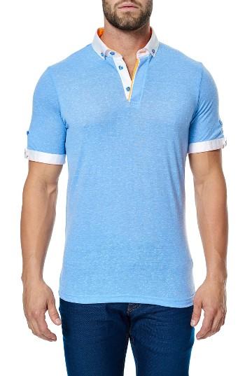 Men's Maceoo Woven Trim Polo (l) - Blue