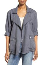 Petite Women's Caslon Roll Sleeve Utility Jacket P - Grey