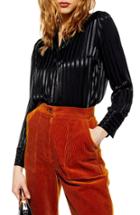 Women's Topshop Self Stripe Shirt Us (fits Like 2-4) - Black