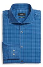 Men's Boss Sharp Fit Check Dress Shirt .5 L - Blue