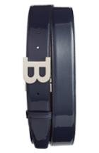 Men's Bally B Buckle Patent Leather Belt - Ink