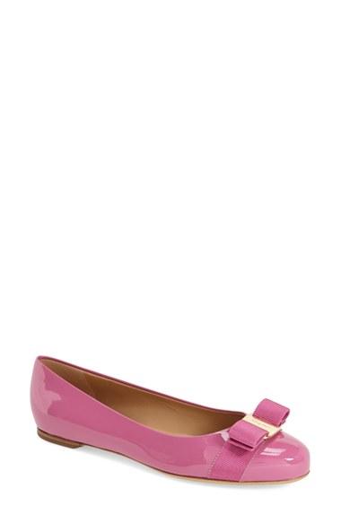 Women's Salvatore Ferragamo 'varina' Leather Flat B - Pink