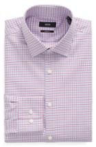 Men's Boss Sharp Fit Check Dress Shirt R - Pink