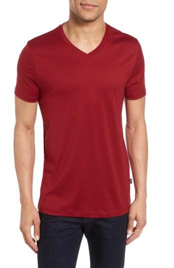 Men's Boss V-neck T-shirt, Size - Red