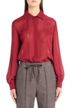Women's Fendi Embroidered Polka Dot Voile Blouse Us / 40 It - Red