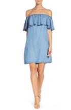 Women's Chelsea28 Ruffle Chambray Off The Shoulder Dress