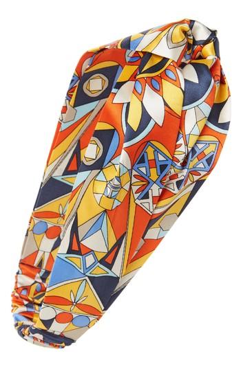 Tory Burch Psychedelic Geo Silk Headband, Size - Orange