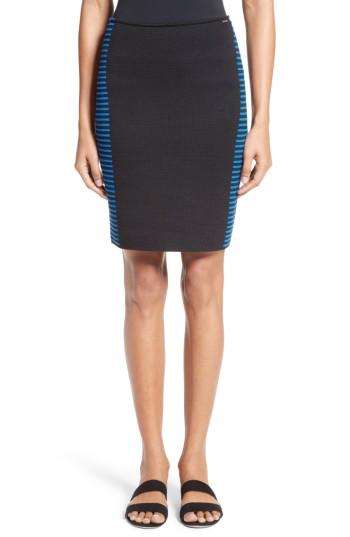 Women's St. John Collection Stripe Knit Jacquard Pencil Skirt - Black
