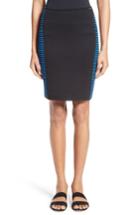 Women's St. John Collection Stripe Knit Jacquard Pencil Skirt - Black