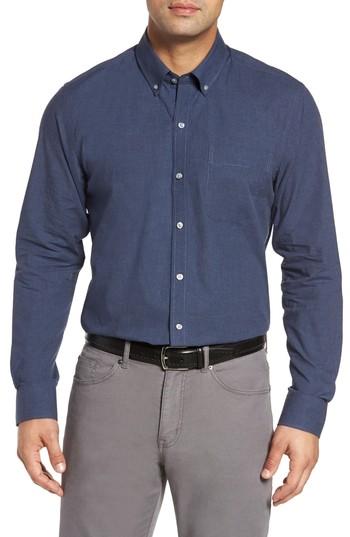 Men's Cutter & Buck Heather Non-iron Sport Shirt, Size - Grey