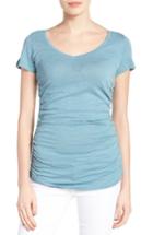Women's Caslon Shirred V-neck Tee P - Blue