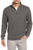 Men's Peter Millar Melange Fleece Quarter Zip Pullover, Size - Grey