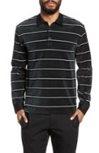 Men's Vince Rugby Stripe Long Sleeve Polo - Green
