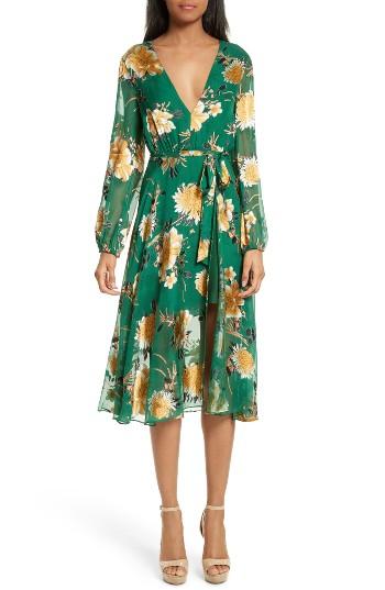 Women's Alice + Olivia Coco Floral Print A-line Dress - Green