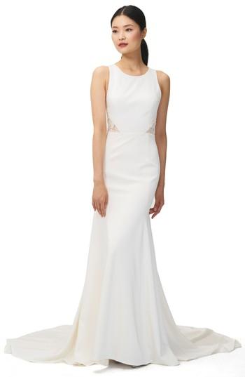 Women's Jenny Yoo Reid Lace & Crepe Trumpet Gown - Ivory