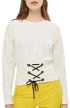 Petite Women's Topshop Corset Front Sweater P Us (fits Like 0-2p) - Ivory
