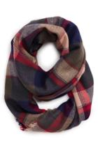 Women's Bp. Brushed Plaid Infinity Scarf, Size - Red