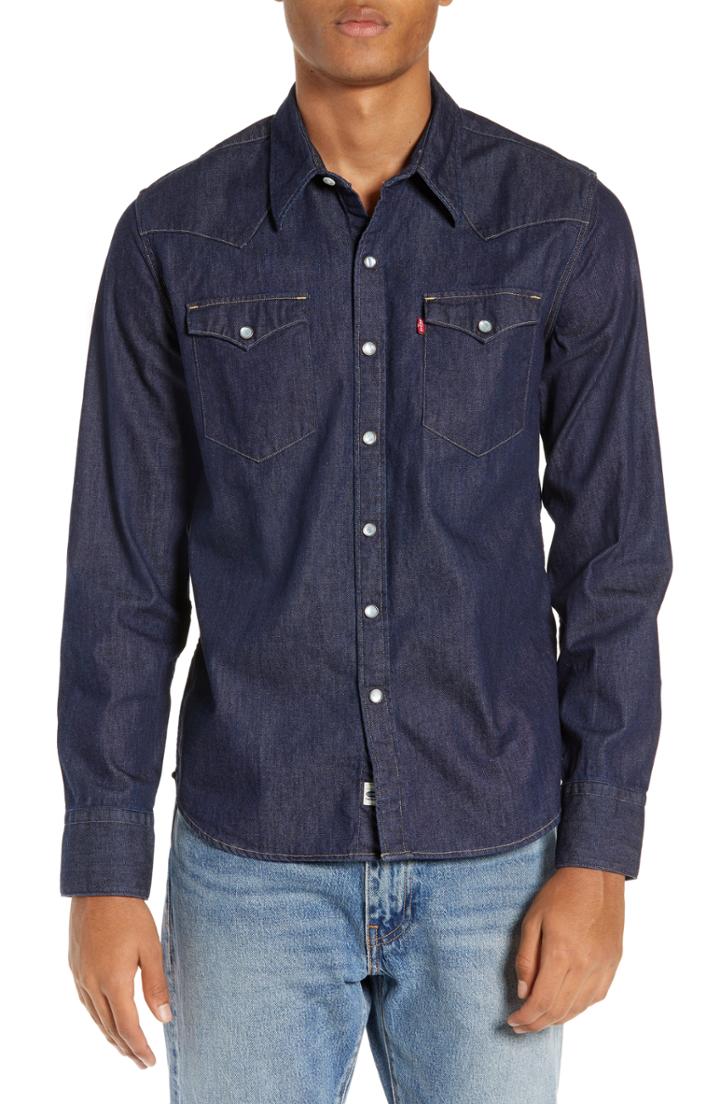 Men's Levi's Barstow Denim Western Shirt - Red