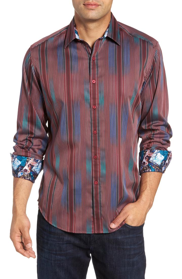 Men's Robert Graham Rahman Classic Fit Sport Shirt, Size - Burgundy