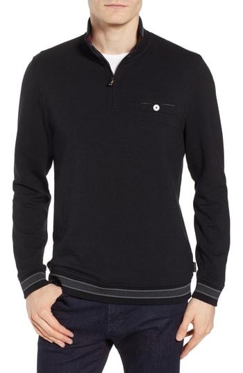 Men's Ted Baker London Peper Trim Fit Half Zip Pullover (s) - Black