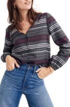 Women's Madewell V-neck Button Down Shirt, Size - Green