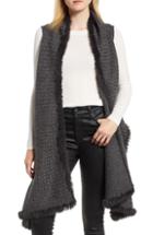 Women's La Fiorentina Wool Vest With Genuine Rabbit Fur Trim