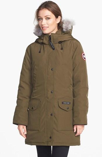 Women's Canada Goose 'trillium' Regular Fit Down Parka With Genuine Coyote Fur Trim - Green