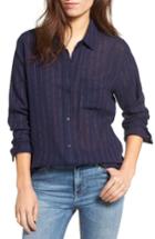 Women's Rails Charli Linen Blend Striped Shirt - Blue