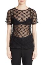 Women's Tricot Comme Des Garcons Embroidered Tulle Top - Black