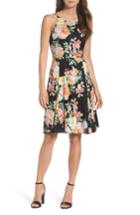 Women's Charles Henry Floral Print Midi Dress - Black