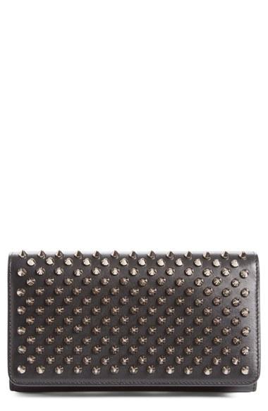 Women's Christian Louboutin 'macaron' Studded Leather Continental Wallet - Black
