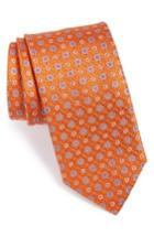 Men's Canali Floral Medallion Silk Tie, Size - Orange