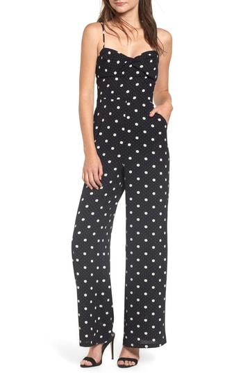 Women's Dot Twist Front Sleeveless Jumpsuit