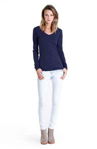 Women's Lamade Long V-neck Cotton Tee - Blue