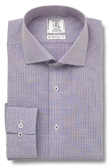 Men's Maker & Company Trim Fit Check Dress Shirt 32/33 - Blue