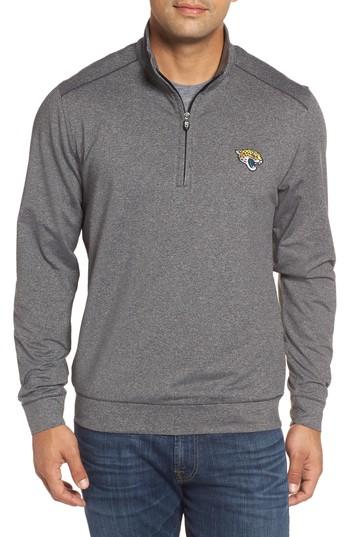 Men's Cutter & Buck Shoreline - Jacksonville Jaguars Half Zip Pullover - Grey