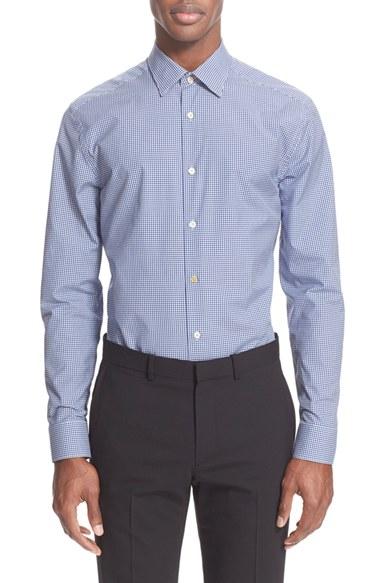 Men's Paul Smith London Trim Fit Micro Gingham Dress Shirt - Blue