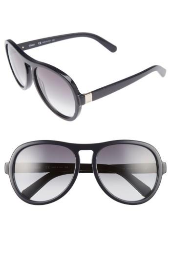 Women's Chloe Marlow 59mm Oversized Sunglasses - Blue