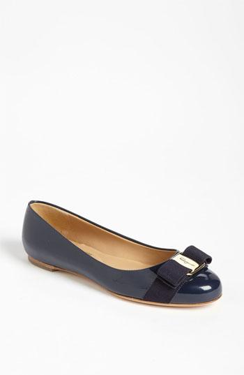 Women's Salvatore Ferragamo 'varina' Leather Flat B - Blue