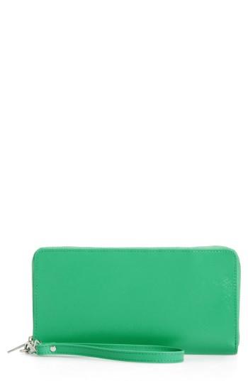 Women's Nordstrom Patent Leather Zip Around Wallet - Green