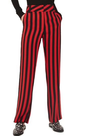 Women's Topshop Humbug Stripe Trousers Us (fits Like 0-2) - Red