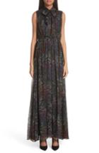 Women's Co Floral Print Tie Neck Silk Dress - Black